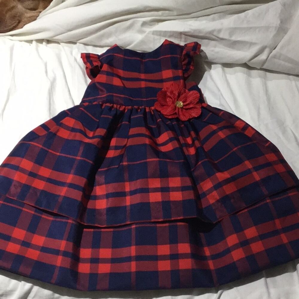 Pippa & Julie 2t Navy red puffy plaid dress nwot